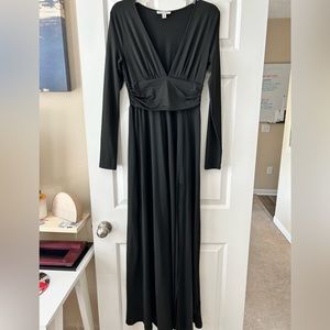 Long Sleeve Deep V Maxi Dress